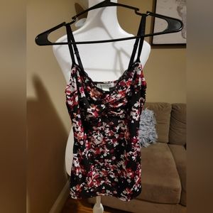 White House Black Market Red and Black Tank Top w/Lace